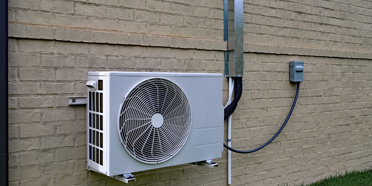 outside installation of a mini ductless air conditioner
